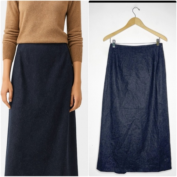 Ralph Lauren Wool Cashmere Wrap Midi Skirt Gray Size 8 - Picture 1 of 8